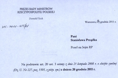 garwolin - Poseł Przšdka członkiem Rady Służby Cywilnej 